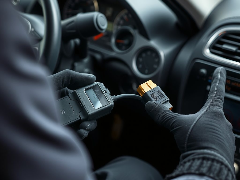 Podłączenie testera diagnostycznego do gniazda pod deską rozdzielczą